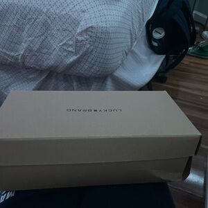 Grey suede Lucky Brand slip-on loafers #LuckyBrand